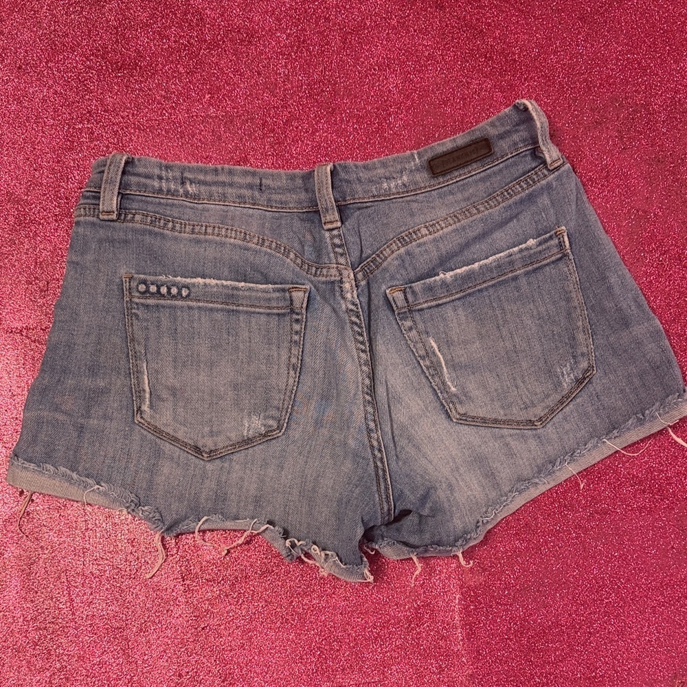 Almost Famous Blue Distressed Jean Shorts - Picture 2 of 6